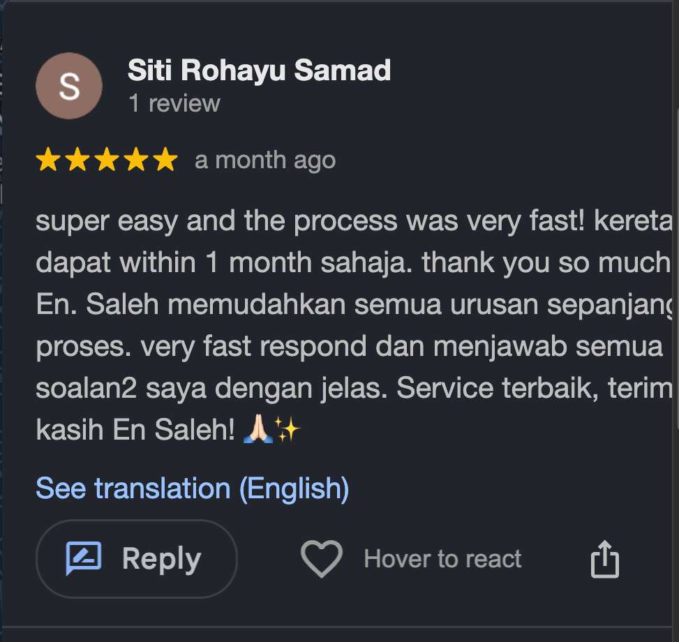 Screenshot Google review Honda 3