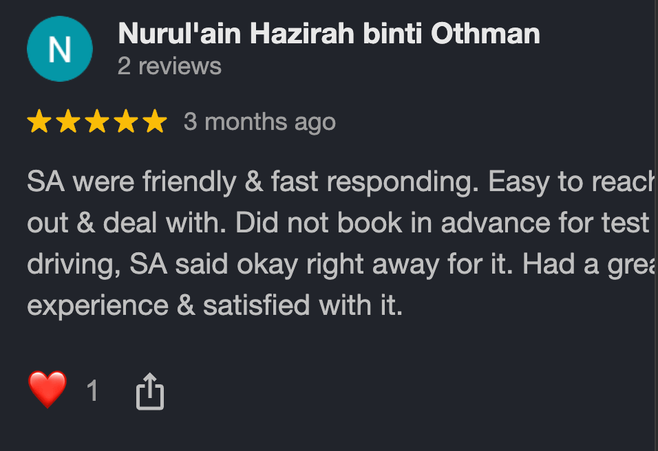 Screenshot Google review Honda 1